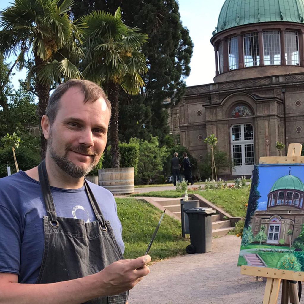 Künstler Arne Groh bei der Arbeit