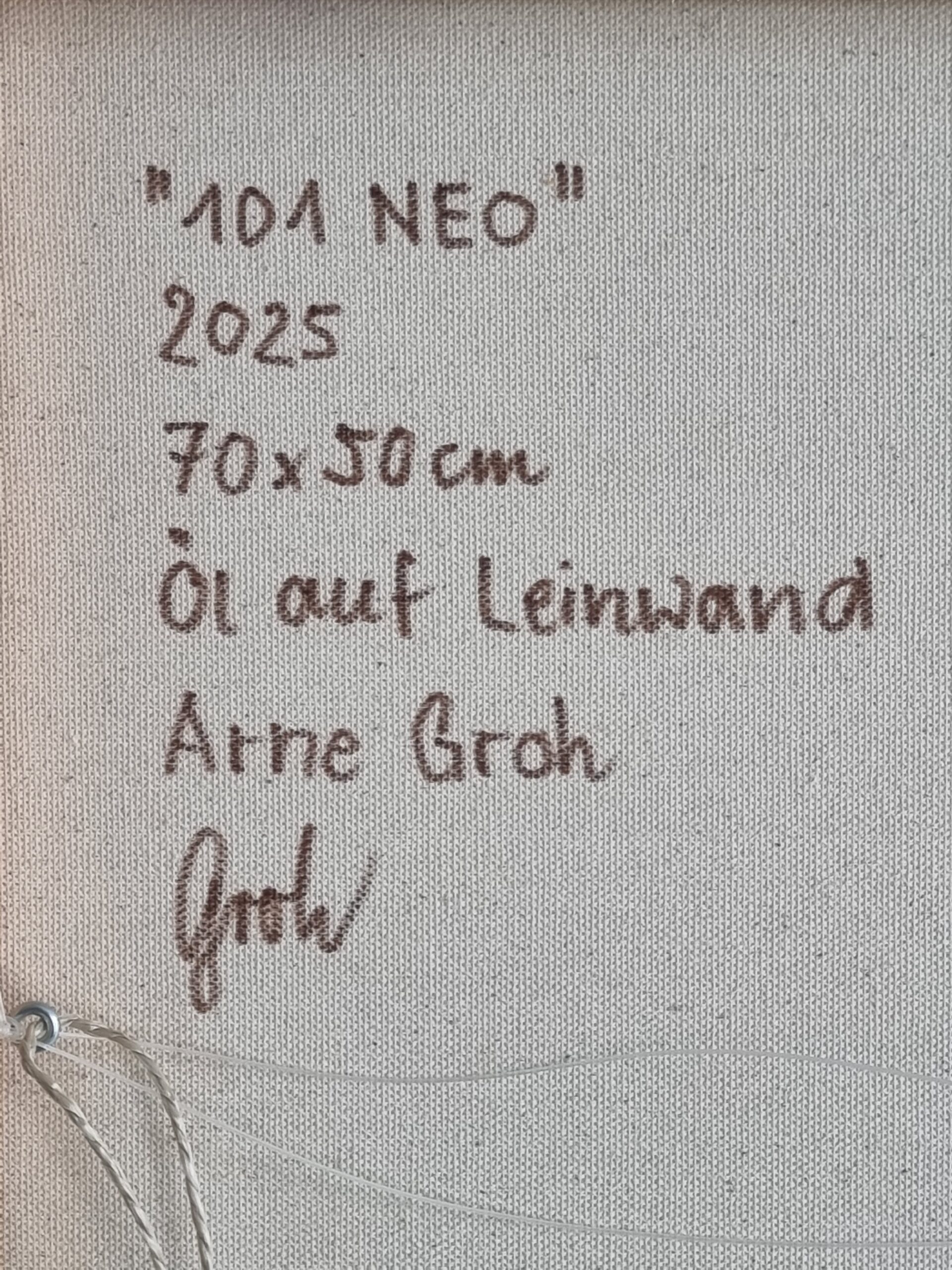 Beschriftung des Gemäldes 101 NEO auf der Rückseite