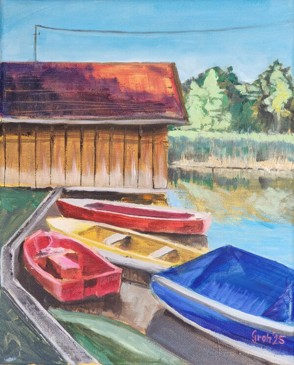 Ölgemälde Bootshaus